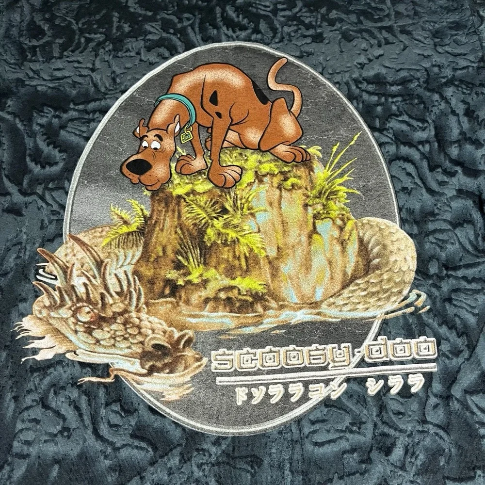 Scooby Doo Shirt Size Large Black Vintage 90s Tie Dye Dragon Monster Scary